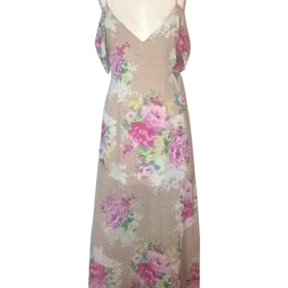 Nasty Gal XS Tan Floral Maxi Dress - Picture 2 of 6